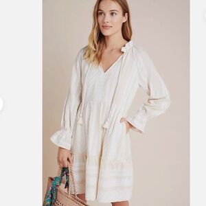 🤍 Anthropologie Maeve Dominique Tunic Dress • Ivory • Small